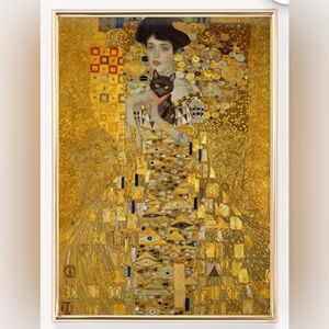 Klimt's The Kiss reimagined with a cat, framed 8x10